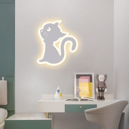 Simplicity Cartoon Cat Iron Acrylic LED Wall Sconce Lamp