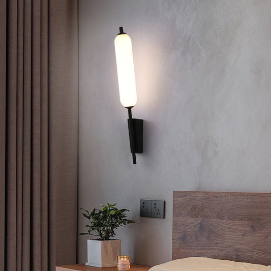 Minimalist Column Straight Arm Iron PC LED Wall Sconce Lamp