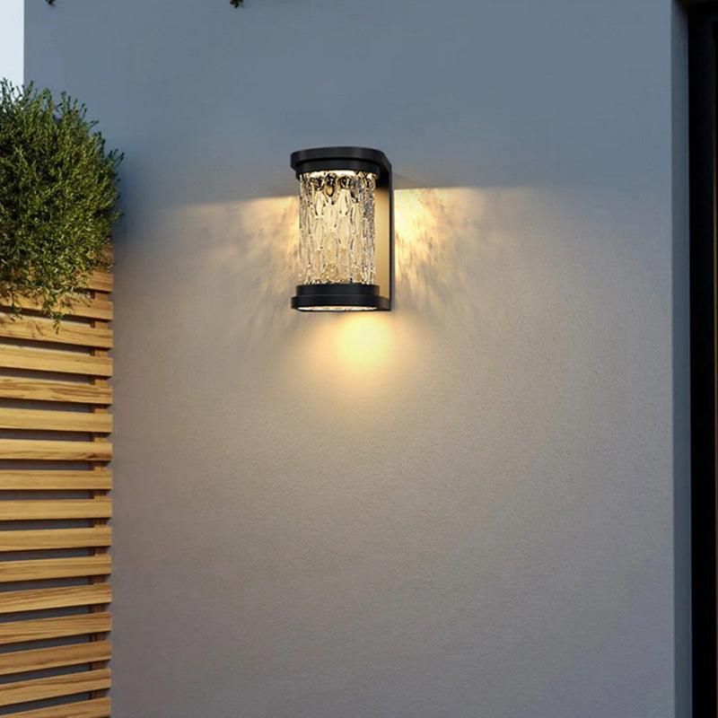Waterproof Steel Glass Cylinder LED Wall Sconce Lamp