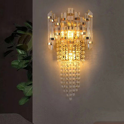 Tassel Crystal Stainless Steel 3-Light Wall Sconce Lamp