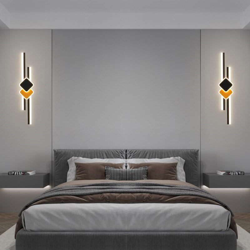 Long Rhombus Iron Aluminum Acrylic LED Wall Sconce Lamp