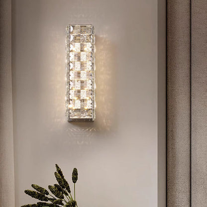 Rectangle Stainless Steel Crystal LED Wall Sconce Lamp
