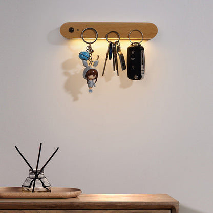 Wood LED USB Human Sensor Night Light Wall Sconce Lamp