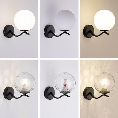 Iron Spherical Glass Lampshade 1-Light Wall Sconce Lamp