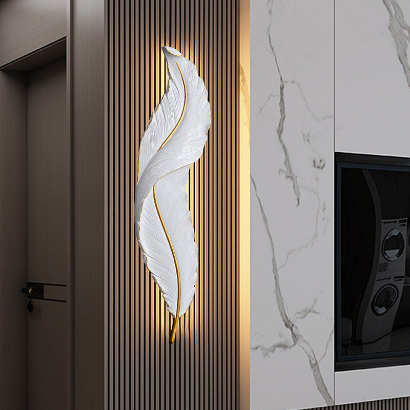 Nordic Feather Hardware Resin LED Wall Sconce Lamp