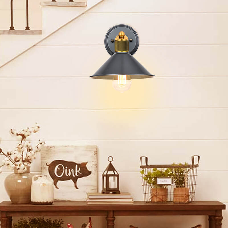 Aluminum Wrought Iron Lampshade 1-Light Wall Sconce Lamp