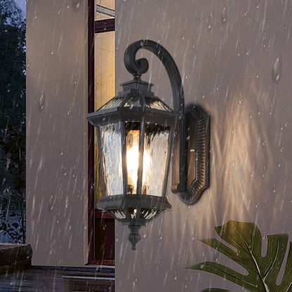 Waterproof Glass Octagon Cylinder 1-Light Wall Sconce Lamp