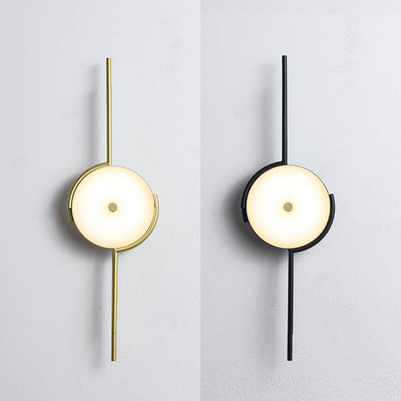 Light Geometric Round Clock Design 1-Light Wall Sconce Lamp