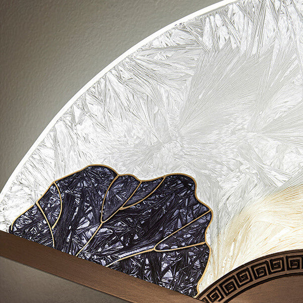 Chinese Glass Folding Fan Shaped Brass LED Wall Sconce Lamp