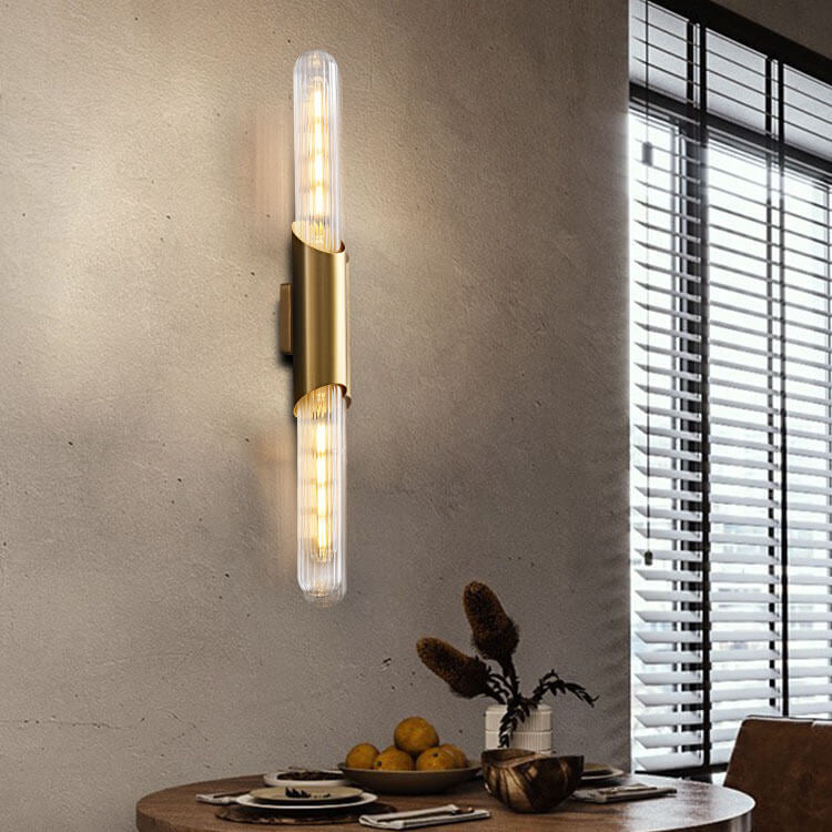 Retro All Copper Long Bar Design 2-Light Wall Sconce Lamp