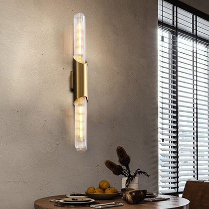 Retro All Copper Long Bar Design 2-Light Wall Sconce Lamp