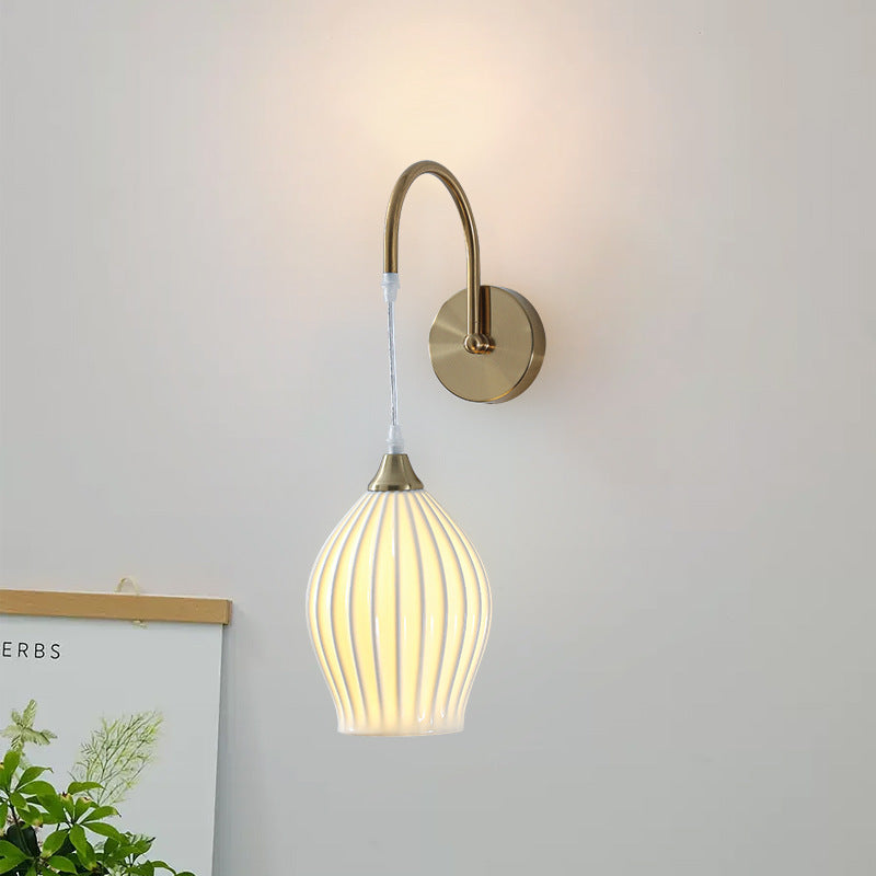 French Ball Ribbed Flower Bud 1-Light Wall Sconce Lamp
