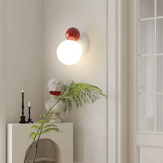 Round Circle Base Iron Plastic 1-Light Wall Sconce Lamp