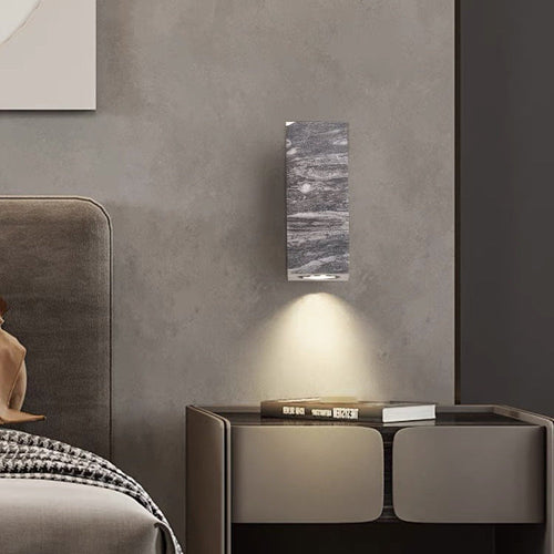 Cylinder Rectangle Wood Greystone 1-Light Wall Sconce Lamp