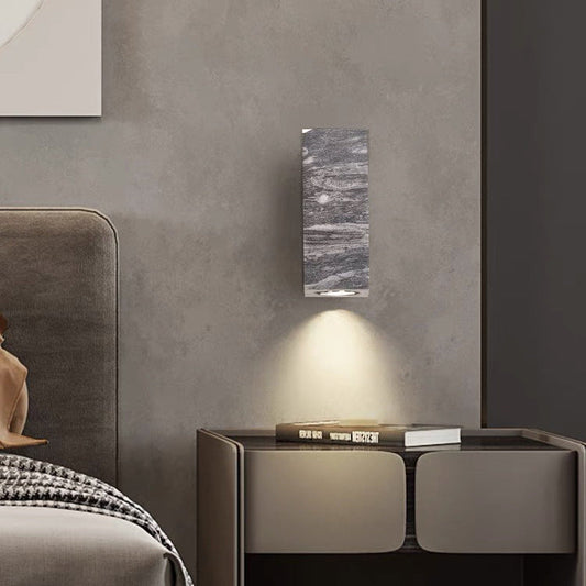 Cylinder Rectangle Wood Greystone 1-Light Wall Sconce Lamp