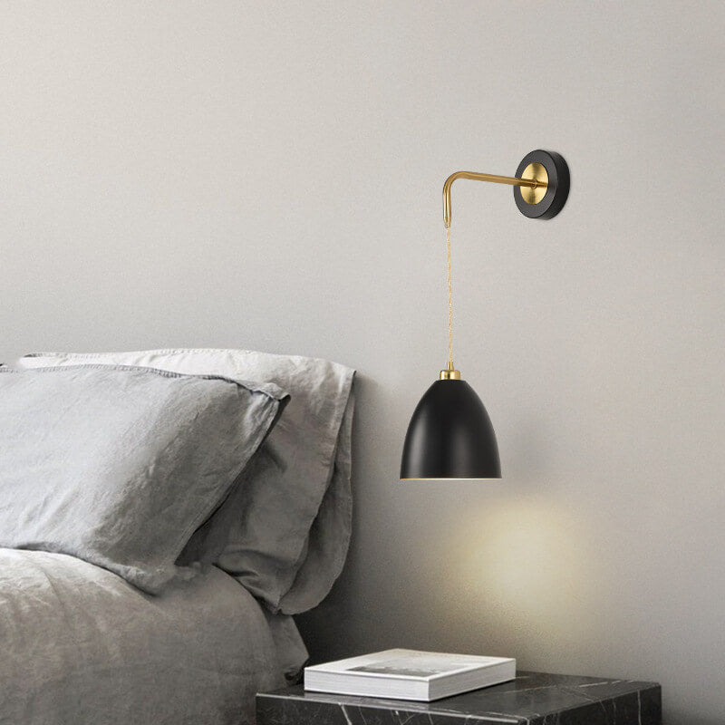 Minimalist Pure Black White Iron 1-Light Wall Sconce Lamp