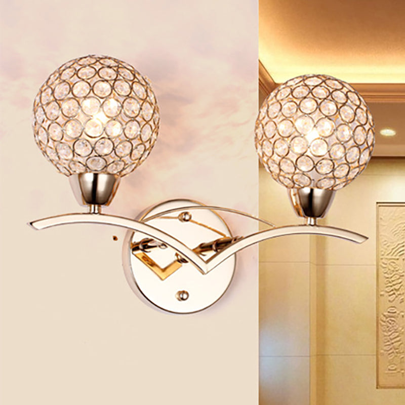 Scandinavian Base Iron Crystal 1/2 Light Wall Sconce Lamp
