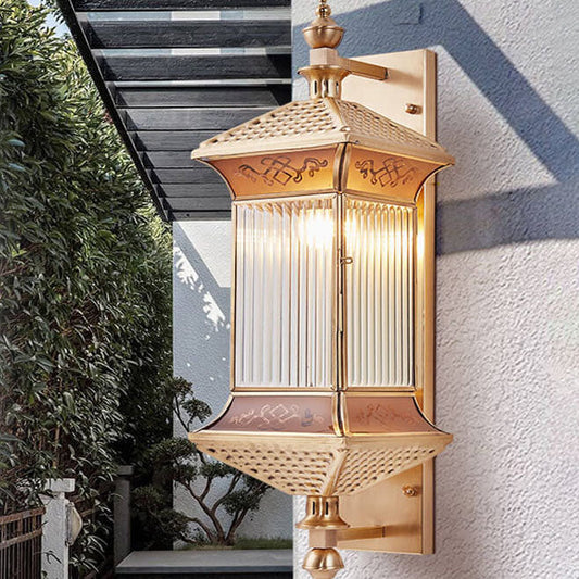 Brass Finish Frame Glass Shade 1/3-Light Wall Sconce Lamp