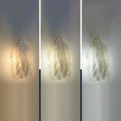 Creative Ostrich Feather Design 1-Light Wall Sconce Lamp