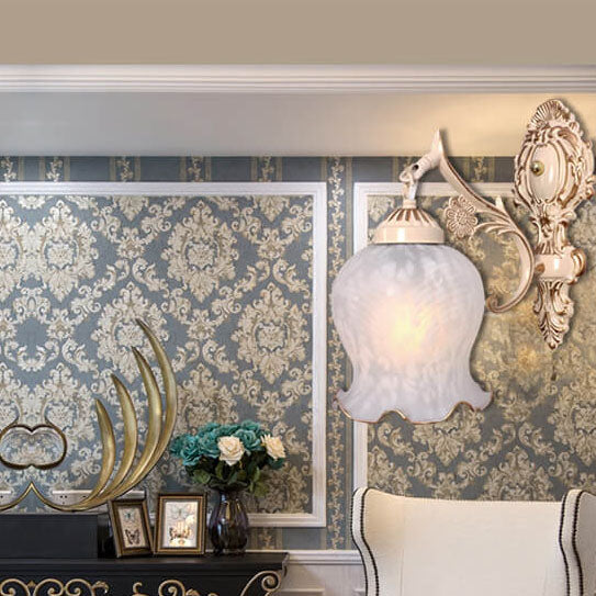 Light Full Copper Flower Shade 1/2- Light Wall Sconce Lamp