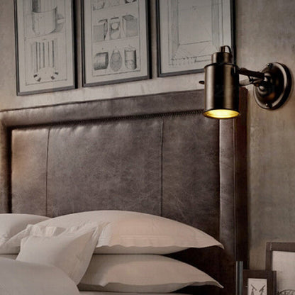 Traditional Vintage Cylinder Iron 1-Light Wall Sconce Lamp