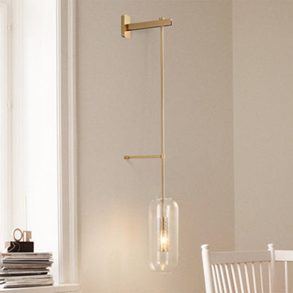 Strip Cylinder Iron Glass 1-Light Wall Sconce Lamp