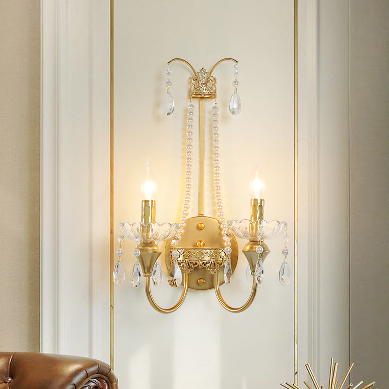 Iron Pendant Candlestick Holder 2-Light Wall Sconce Lamp