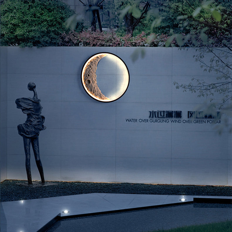 Modern Art Deco Round Metal Resin LED Wall Sconce Lamp
