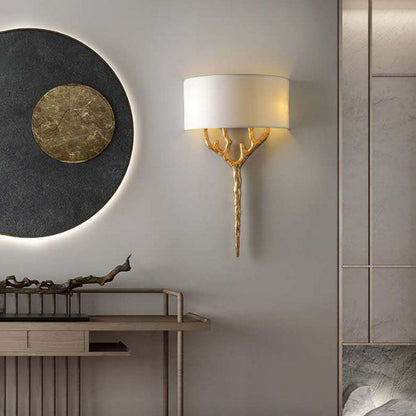 Europe Fabric Copper Branches 2-Light Wall Sconce Lamp