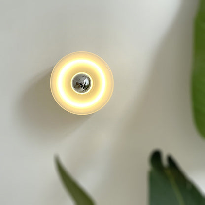 Mid-Century Round Iron Glass 1-Light Wall Sconce Lamp