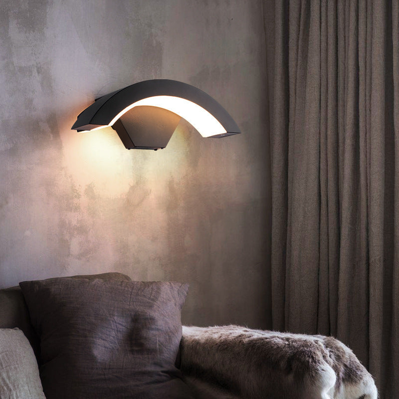 Waterproof Sensor Aluminum Moon Shape LED Wall Sconce Lamp