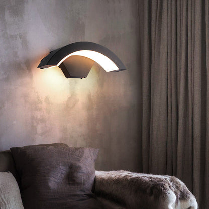 Waterproof Sensor Aluminum Moon Shape LED Wall Sconce Lamp