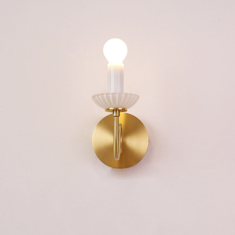 French Candelabra Brass Glass 1-Light Wall Sconce Lamp