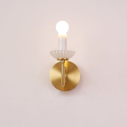 French Candelabra Brass Glass 1-Light Wall Sconce Lamp