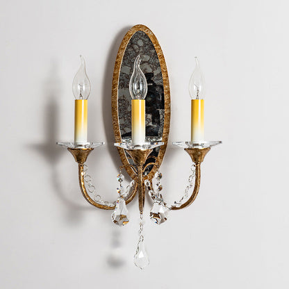 Tall Sconce Iron Crystal 3-Light Wall Sconce Lamp