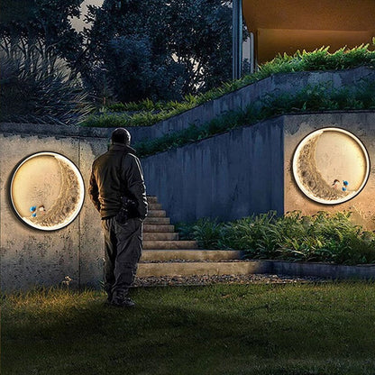 Creative Aluminum Moon Solar LED Outdoor Wall Sconce Lamp