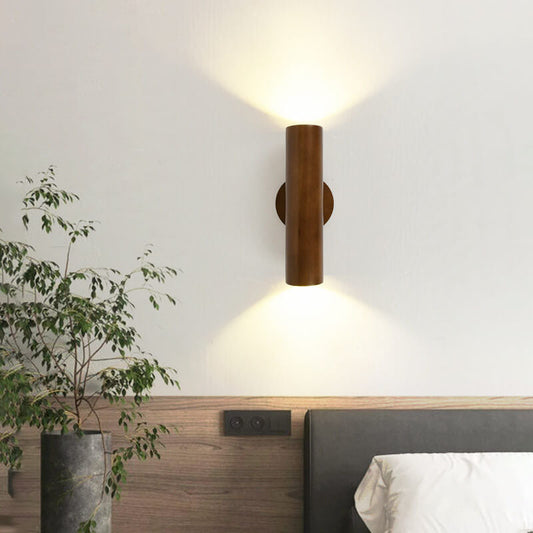 Warm Solid Wood Strip Double Head LED Wall Sconce Lamp