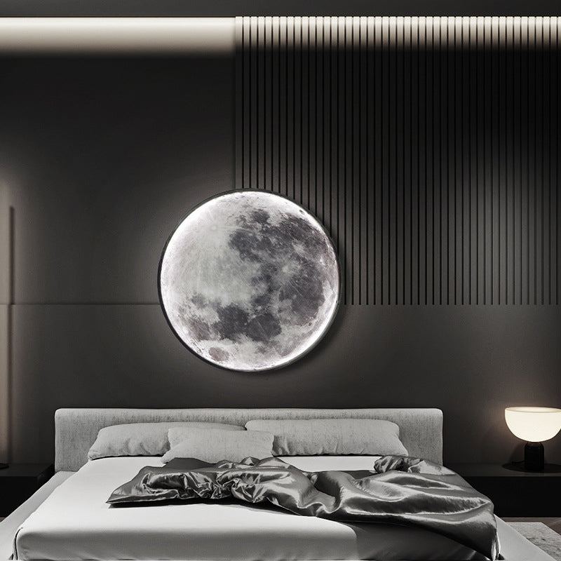 Creative Round Moon Aluminum Acrylic LED Wall Sconce Lamp