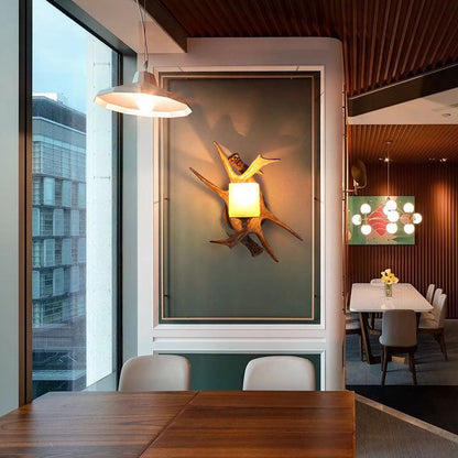 Resin Imitation Antler Glass Shade 1-Light Wall Sconce Lamp