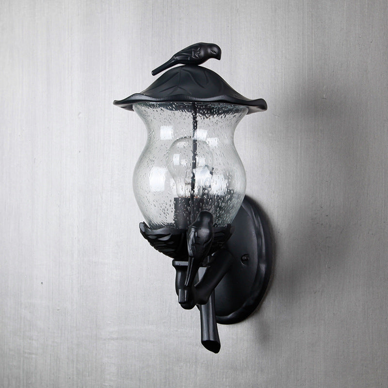 European Gourd Bird Aluminum Glass 1-Light Wall Sconce Lamp