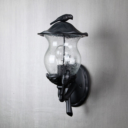European Gourd Bird Aluminum Glass 1-Light Wall Sconce Lamp