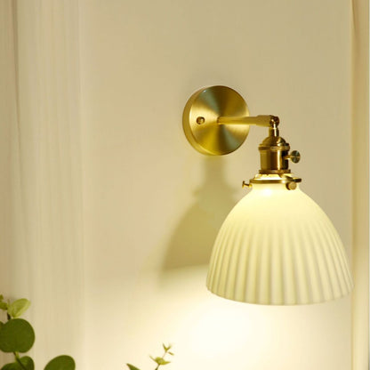 Half Round Copper Ceramic 1-Light Wall Sconce Lamp