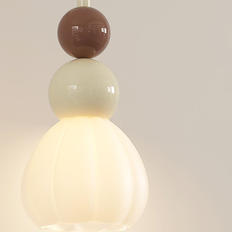 Round Gourd Petal Hardware Glass 1-Light Wall Sconce Lamp