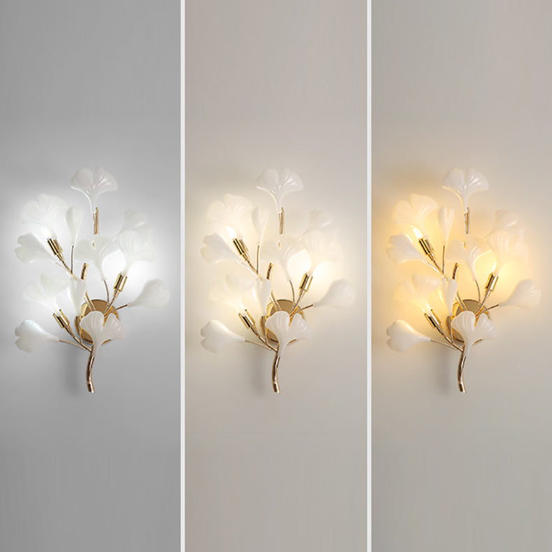 Ginkgo Iron Plastic Porcelain 2/3 Light Wall Sconce Lamp