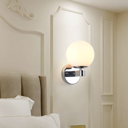 Scandinavian Orb Shade Iron Base 1-Light Wall Sconce Lamp
