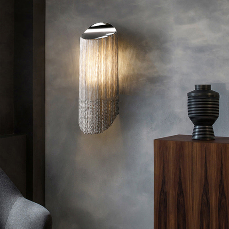 Cylinder Tassel Hardware Plating 1-Light Wall Sconce Lamp