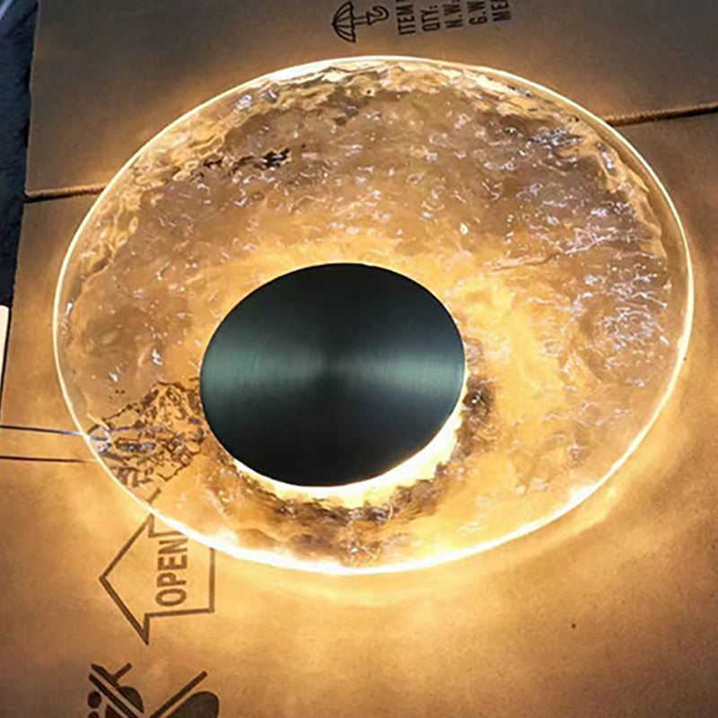 Brass Water-ripple Round Crystal LED Wall Sconce Lamp