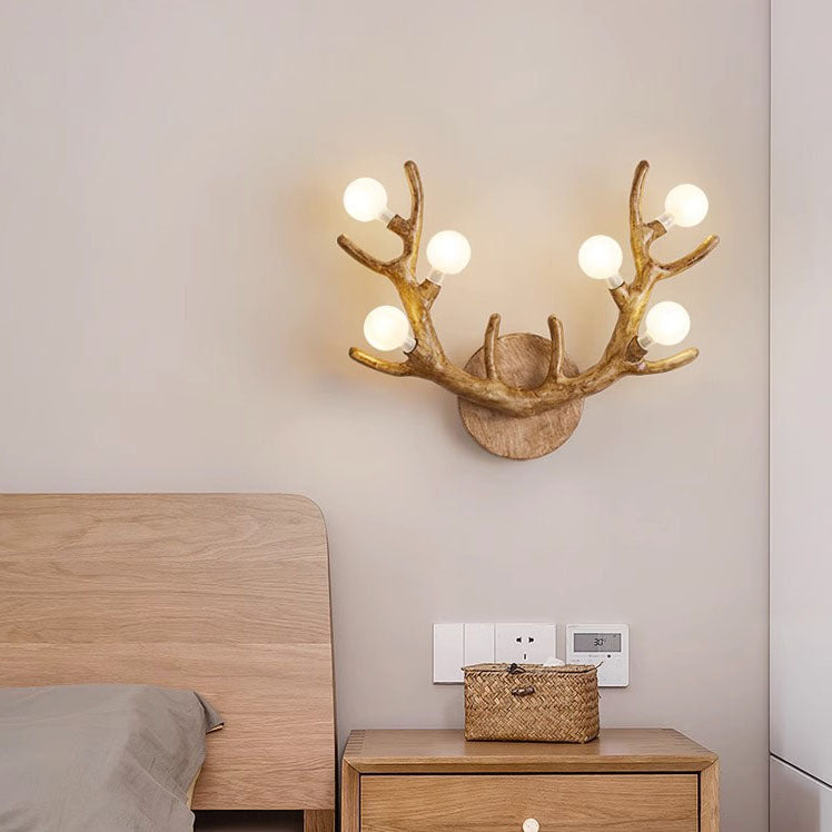 Resin Tree Branch Glass Ball 6-Light Wall Sconce Lamp