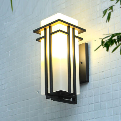 Chinese Glass Lampshade 1-Light Outdoor Wall Sconce Lamp