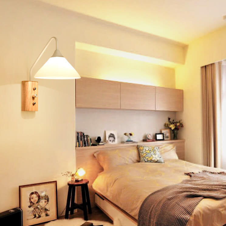 Japanese Iron Glass Lampshade 1-Light Wall Sconce Lamp